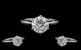 Platinum Set Stunning Single Stone Diamond Ring the modern round brilliant cut diamond of excellent