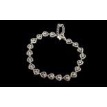 Silver Bracelet Silver Heart Shaped Bracelet, Each Heart Has CZ to Give Sparkle. Fully Hallmarked