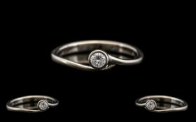 18ct White Gold Ladies Diamond Dress Ring. Twist style with diamond of good sparkle. .