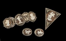 Cameo Set Silver Bracelet with six portrait medallions,