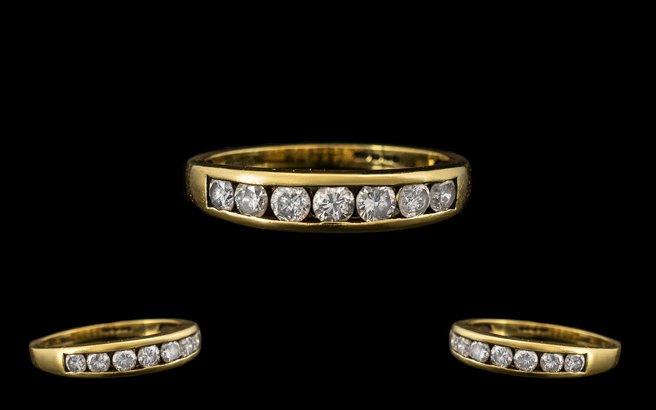 18ct Gold Attractive 7 Stone Diamond Set Ring marked 750 - 18 ct. - Image 2 of 2