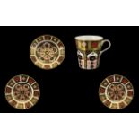Royal Crown Derby Old Imari Gold Banded Beaker with Saucer and Two Side Plates ( 4 ) Pieces.