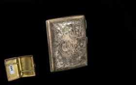 Edwardian Engraved Silver Cigarette Case, Birmingham 1904,