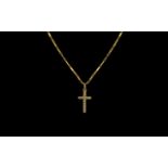 9ct Gold Cross & Chain. 9ct gold cross, suspended on a fancy link chain, fully hallmarked gold.