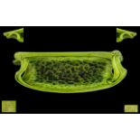 Bretby Art Nouveau Period Twin Handled Lustre Green Colourway Tray with sinuous formed handles and