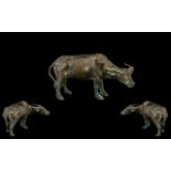 Oriental Green Patinated Bronze Figure of a Water Buffalo;