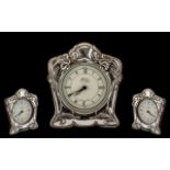 Silver Art Nouveau Style Mantle Clock,