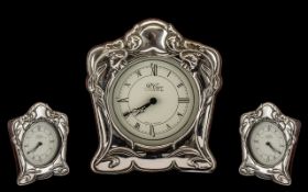 Silver Art Nouveau Style Mantle Clock,