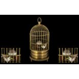Victorian Period Novelty and Original Brass Bird Cage Mechanical Wind Up Clock with small feathered