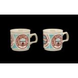 Football Interest: Pair of Manchester City Commemorative Mugs celebrating the achievement as