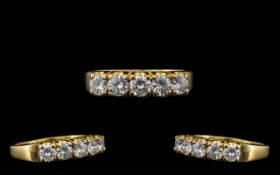 Ladies 18ct Gold Superb and Attractive 5 Stone Diamond Set Ring - marked 750.