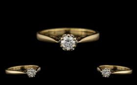 18ct Gold Attractive Single Stone Diamond Set Ring.