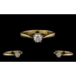 18ct Gold Attractive Single Stone Diamond Set Ring.