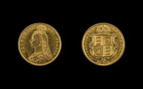 United Kingdom Queen Victoria - High Grade 22ct Gold Shield Back Half Sovereign.