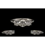 18ct White Gold Superb Quality 3 Stone Diamond Ring. Fully hallmarked 18ct - 750.