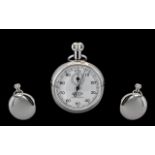 Stadion Swiss Made Super Shock Protected Chrome Case Open Faced Pocket Stop Watch.