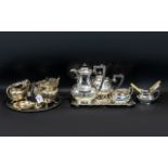 A Mixed Collection of Silver Plated Ware to include a four piece demi fluted teaservice,