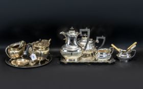 A Mixed Collection of Silver Plated Ware to include a four piece demi fluted teaservice,