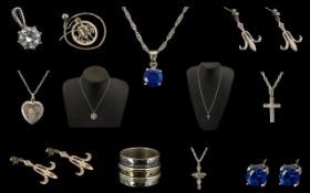 Small Collection of Silver Jewellery comprising a silver gothic cross on a chain;