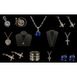 Small Collection of Silver Jewellery comprising a silver gothic cross on a chain;