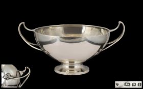 Art Deco Period and Good Quality Twin Handled Footed Bowl of plain form with superb stylised