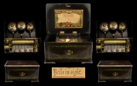 Swiss Late 19thC Five Bells in Sight Cylinder Music Box circa 1880.