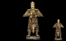 Oriental Bone Figure of a Samurai Type Warrior of large size,