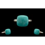 Vintage Kingsman Turquoise Silver Ladies Cocktail Ring. Square turquoise stone. Ring size R.