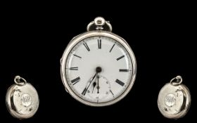 Joseph Taylor of Pontefract Sterling Silver Cased Keywind English Lever Pocket Watch with white