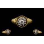 Antique Period 19th Century Diamond Set Sweetheart Cluster Ring. Marked 18ct to interior of shank.