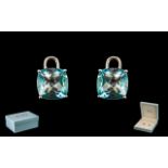 Kiki McDonough Classics - Pair of Ladies 18ct White Gold Blue Topaz Set Earrings with Detachable