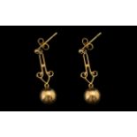 Arts & Crafts 9ct Gold Drop Earrings. Wonderful design of the Arts & Crafts movement.