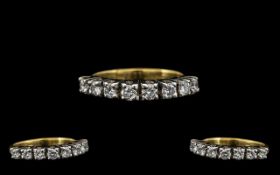 Ladies 18ct Gold and Platinum 8 Stone Diamond Set Half Eternity Ring - of excellent quality.