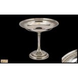 Early 20thC Sterling Silver Long Stemmed Pedestal Bowl with elegant ornate borders and raised on a