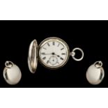 Victorian Period Keywind Full Hunter Silver Pocket Watch. Bi-metal balance.