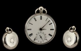 Mid 19thC Good Quality Open Faced Silver Pocket Watch, plain balance, 7 jewels,