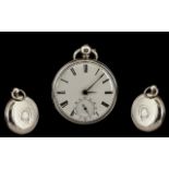 Mid 19thC Good Quality Open Faced Silver Pocket Watch, plain balance, 7 jewels,