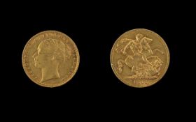 United Kingdom Queen Victoria Young Head 22ct Gold Full Sovereign. Date 1885. London mint.