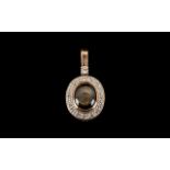 9ct Gold Pendant with Cabochon Centre Stone,