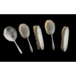 Art Deco Period Sterling Silver Ladies 5 Piece Vanity Set. Comprises 1/ Hand Mirror, 11 Inches - 27.