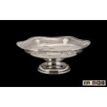Edwardian Period Nice Quality Sterling Silver Large Footed Bowl with pierced and shaped
