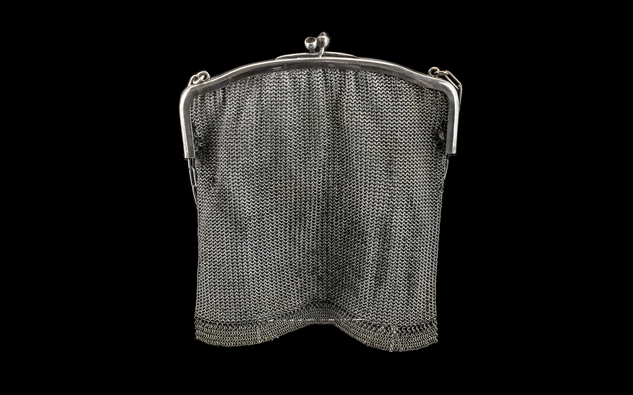 Art Deco Mesh Purse of large size 6 by 6 inches. Please see accompanying image.