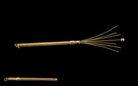 9ct Gold Cocktail Striker, Early 20th Century Solid Gold Cocktail Stirrer. Fully Hallmarked.