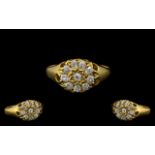 Victorian Period - Attractive and Top Quality 18ct Gold Diamond Set Star Burst Cluster Ring,