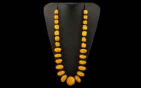Faux Egg Yolk Amber Chunky Bead Necklace of large size