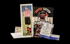 Football Autographs - Matt Busby on Programme, Alec Hastings on vintage photo,