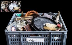 Boxed of Mixed Collectibles including 6 vintage brandy cups in wooden case; assorted loose cutlery;