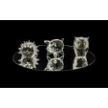 Swarovski Silver Crystal Figures ( 3 ) Figures In Total. Comprises 1/ Pig ' Large Crystal Tail,