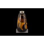 Art Nouveau Period Good Quality Stylised Tulips Lustre Vase of Tapered Form highlighted with silver