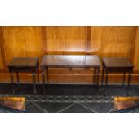 Reproduction Mahogany Nest of Three Tables with glass tops,